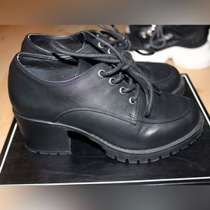 Black Heeled Oxford Shoes